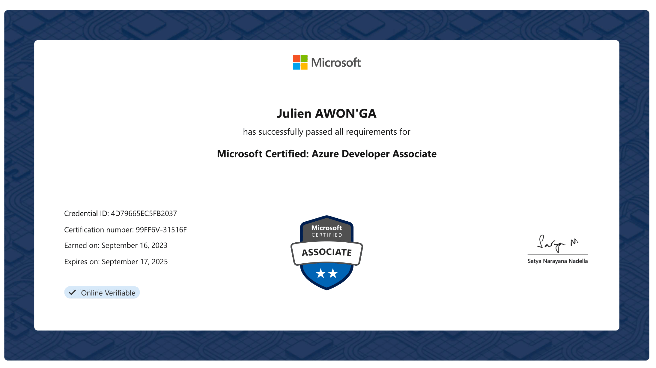 Azure developer Associate